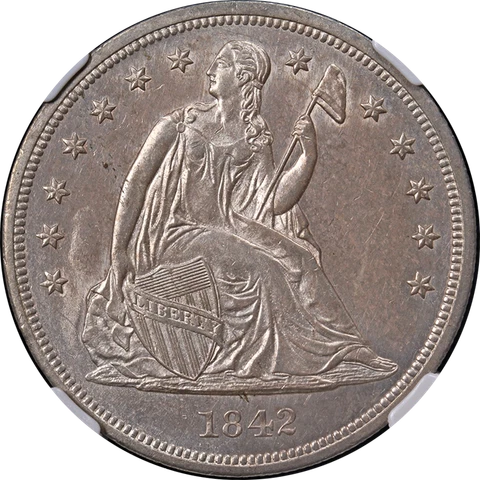 1842 Seated Liberty Dollar NGC MS62 Great Eye Appeal Nice Strike Cover