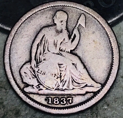 1837 Seated Liberty Dime 10c No Stars Small Date Choice Silver US Coin CC17119 Cover