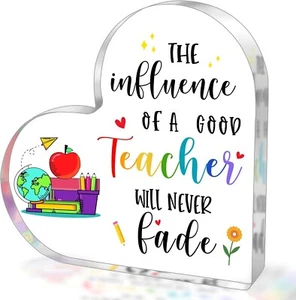 Teacher Gifts for Women Men, to My Teacher Acrylic Heart Sign Paperweight Presen - Picture 1 of 7