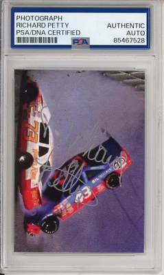 RICHARD PETTY NASCAR CRASH SIGNED PHOTOGRAPH AUTOGRAPHED PSA DNA AUTHENTIC COA - Image 1 of 2
