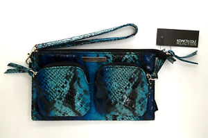 Kenneth Cole Reaction Wristlet Snake Skin Blue/Black Wallet Zip Coin Pouches