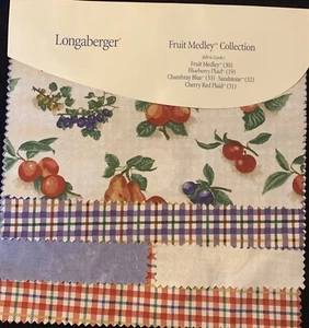 VINTAGE LONGABERGER FABRIC SAMPLES BUNDLE FRUIT MEDLEY COLLECTION CONSULTANT - Picture 1 of 4