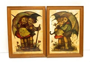 M.I. Hummel Prints on Canvas - Schon-Wetten & Gunde-Wetten Pair Signed Hummel 36 - Picture 1 of 11