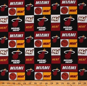 Cotton Miami Heat Patch NBA Basketball Sports Team Fabric Print by Yard D670.21 - Picture 1 of 1