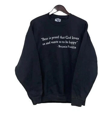 Sudadera grande vintage Lee Ben Franklin “La cerveza es prueba de que Dios nos ama” para hombre Foto 1 de 4