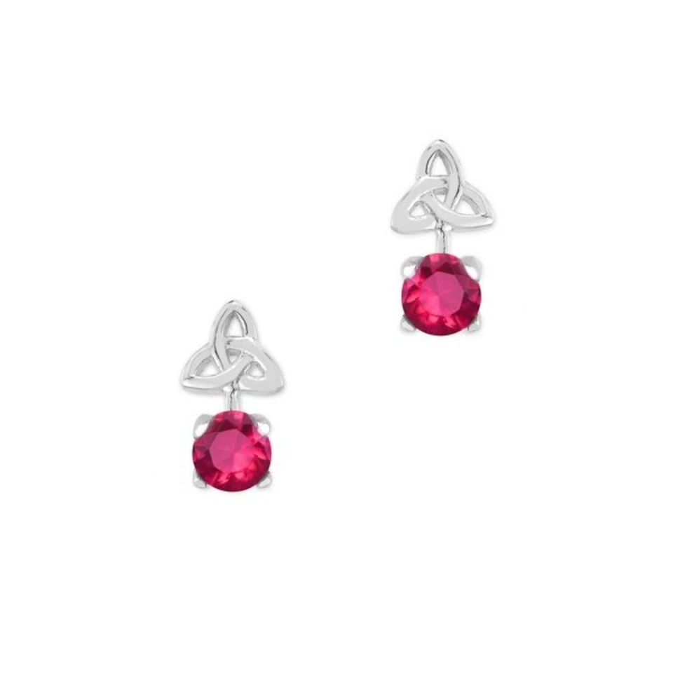 Celtic Birthstone Stud Earrings July - Ruby - 9508 - Image 1 of 1