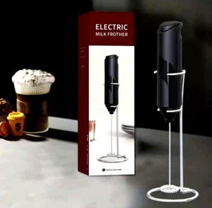 Milk Frother Handheld Battery Operated Whisk Foam Maker For Coffee With Stand - Picture 1 of 7