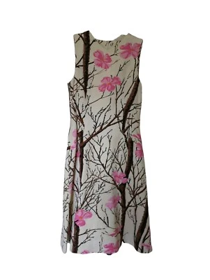 Barneys New York Floral Sleeveless Linen Dress Italy Sz 38/4 Cherry Blossom - Image 1 of 4