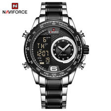 NAVIFORCE Men Quartz Watches Top Brand LED Digital Wristwatch Steel Watch Males