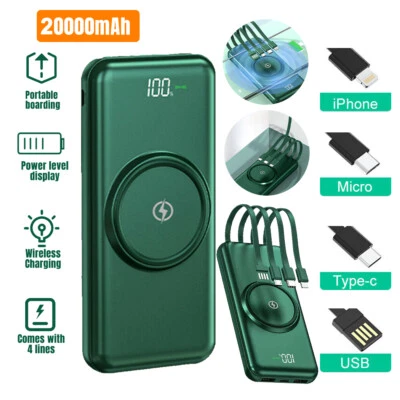 Magnetic 30000mAh Wireless Power Bank Dual USB Charging Charger External Battery - image 1 of 4