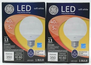 GE 40 Watt LED Decorative Globe, Frost Finish Light Bulb - 2 Pack - Picture 1 of 3