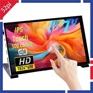 7 inch 1024x600 60Hz IPS Capacitive Touch Screen with Speakers, Mount Hole RPI - Picture 1 of 15