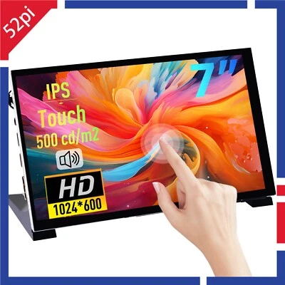7 inch 1024x600 60Hz IPS Capacitive Touch Screen with Speakers, Mount Hole RPI - Image 1 of 4