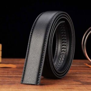 Luxury Men's Leather Belt Automatic Ratchet Strap Replace Strap Without Buckle