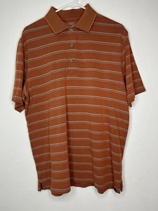 Eddie Bauer Shirt Mens Size Medium Travex Polo Orange Short Sleeve Striped Golf - Picture 1 of 14