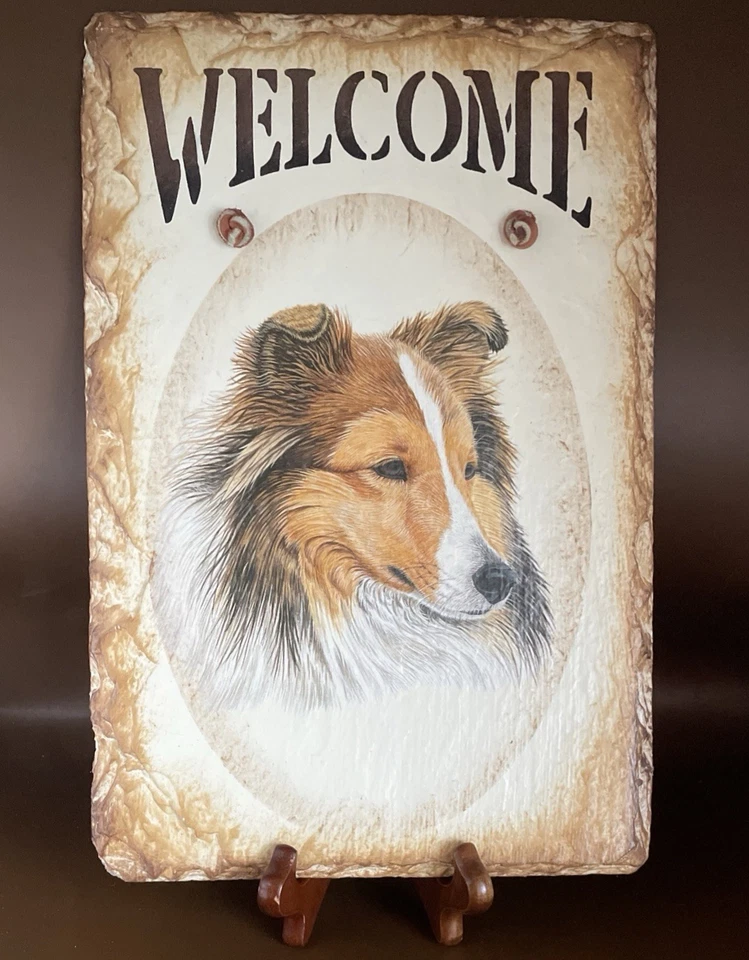 Letrero de bienvenida Shetland Sheep Dog Collie pizarra Sheltie excelente Foto 1 de 4