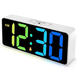 Large Digital Alarm Clock Big Numbers for Seniors & Visually Impaired, RGB 9 ... - Picture 1 of 7