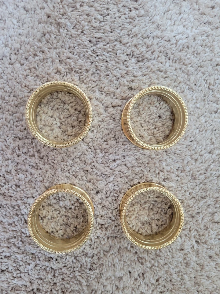 Servilleteros Metal Brillante Oro Borde Redondo Cuentas Retro Vintage Años 80 Lote 4 EX Foto 1 de 4