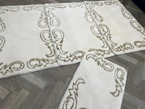 ROMANY GYPSY WASHABLES GERMAN MATS TOURER SET OF 4 RUGS CREAM/GOLD 30mm THICK XX - Picture 1 of 7