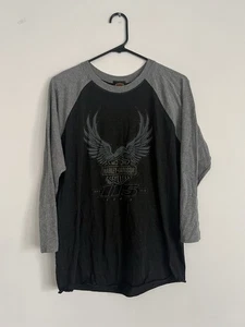 Harley Davidson Herren Medium Raglan 115 Jahre Langarm T-Shirt Schwarz & Grau - Bild 1 von 4