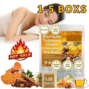 120-600 Turmeric Ginger Cinnamon Tea Bags 100% Natural No Additives Caffeine Fre - Picture 1 of 19