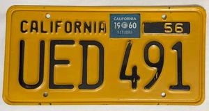 1960 CALIFORNIA License Plate - 1956-1962 Series - CA - #UED-491 - Picture 1 of 1