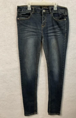 Rocawear Jeans Womens 11 Blue Skinny Mid Rise Embroidered Back Pocket Denim - Image 1 of 4