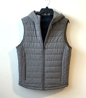Perry Ellis Lightweight Puffer Quilted Vest with Hood Men’s Gray Medium - Image 1 of 4