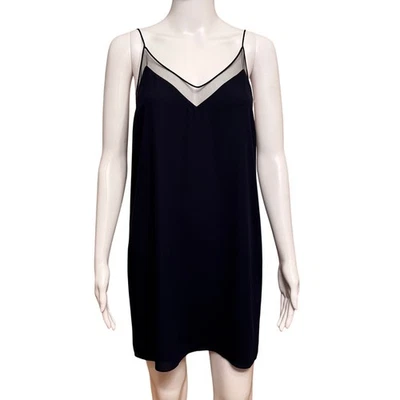 Babaton Aritzia Navy Blue Mesh V-Neck Slip Dress Women's Size Small Coquette Foto 1 de 4