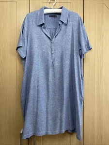 M&S collection linen blend shirt dress Chambray Blue Size 18 - Picture 1 of 11
