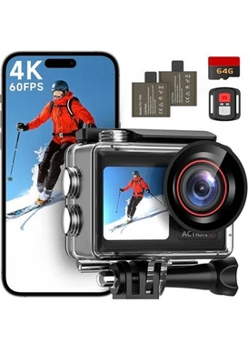 ODDV Cámara de acción 4K60FPS de 30MP con LCD frontal y pantallas traseras tácti - Image 1 of 4