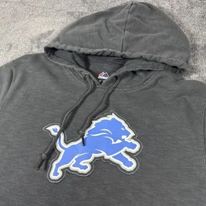 Majestic Detroit Lions Logo Hoodie Mens Size XL Sweatshirt Gray Cotton - Picture 1 of 12