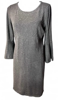 Vestido Suéter Calvin Klein Gris Manga Larga Campana Ropa Profesional Hasta la Rodilla Talla L Foto 1 de 4
