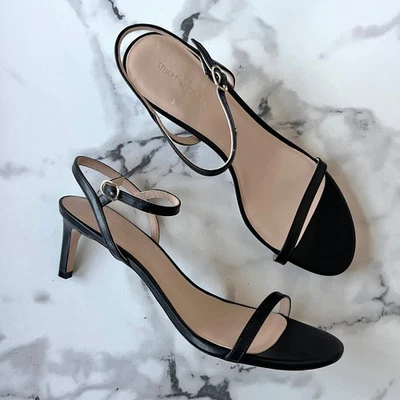 NEW Stuart Weitzman Dancer 60 Black Leather Sandals Size 10.5 - Image 1 of 4