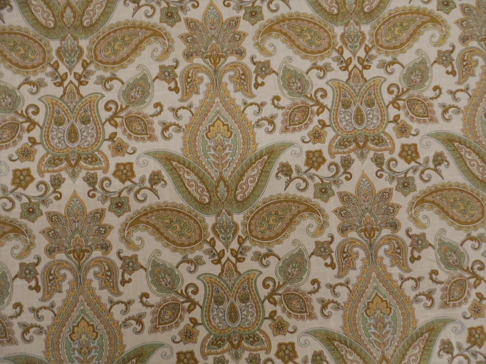 Belle Maison Sullivan Linen Upholstery Drapery Fabric Natural PaisleyFloral NN38 - Image 1 of 1