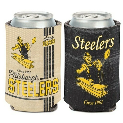 Pittsburgh Steelers Vintage Design NFL Can Cooler 12oz Collapsible Koozie Cover