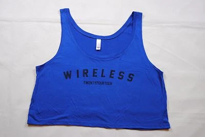 WIRELESS FESTIVAL 2014 LOGO BLUE LADIES GIRLS CROP VEST TOP SHIRT NEW OFFICIAL  - Image 1 of 2