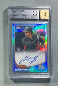 2013 Topps Chrome Blue Refractor Rookie Autograph Christian Yelich #129/199 Auto - Picture 1 of 2
