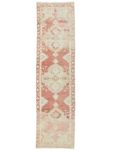 Vintage Turkish Oushak Runner 2.6x9.10 ft – Terracotta Sage – Rustic Entry Decor - Picture 1 of 14