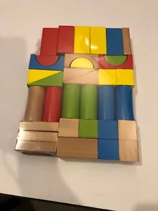 Set Of 34 Wood Blocks Natural Look And Colorful - Picture 1 of 4