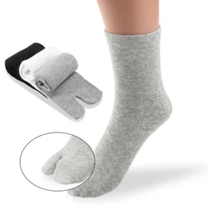 Tinksky 3 Pairs of Elastic Cotton Tabi Toe Socks (White+Grey+Black) - Picture 1 of 9