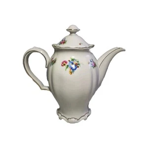 Hutschenreuther China Porcelain Teapot Vintage Floral Gold Trim Bavaria Numbered - Picture 1 of 24