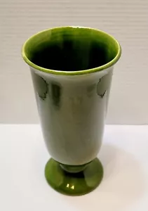 Vaso in ceramica avocado verde piedistallo vintage metà secolo ceramica ceramica 9" - Foto 1 di 6