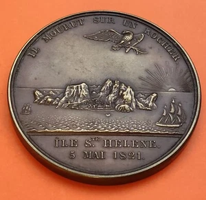 @RARE@ FRANCE 1821 MEDAILLE NAPOLEON'S DEATH ON ST. HELENA METAL -D- 70mm MEDAL - Imagen 1 de 5