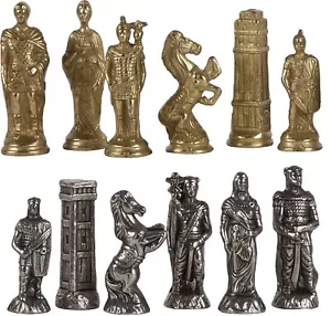 Hannibal Roman Brass/Silver Finished Metal Chessmen Set Made in Italy - Picture 1 of 3