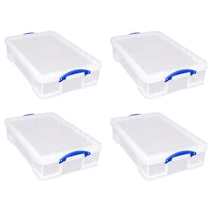 Really Useful Box 33L Storage Container w/Snap Lid & Clip Lock Handle, 4 Pack - Picture 1 of 7