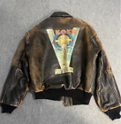 90s AVIREX type a-2 flight jacket pinup girl Size US-S leather Black Brown USED