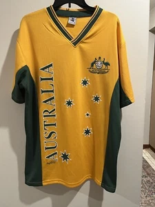 Joey Roo Australia Soccer Football Rugby Cricket Mens XL Green Yellow Jersey - Picture 1 of 3