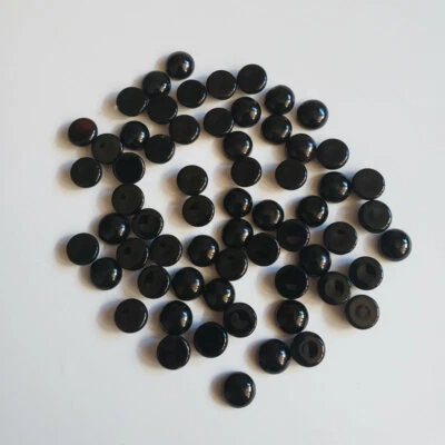 50pcs/lot Natural Obsidian Stones Round CAB CABOCHON Stone Beads No Holes 8mm - Image 1 of 3