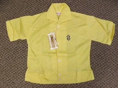 Rockabilly De Colección Años 50 NUEVA Camisa Deportiva Amarilla 50/50 Cintura con Bandas de Verano Niños Talla 6 Foto 1 de 4